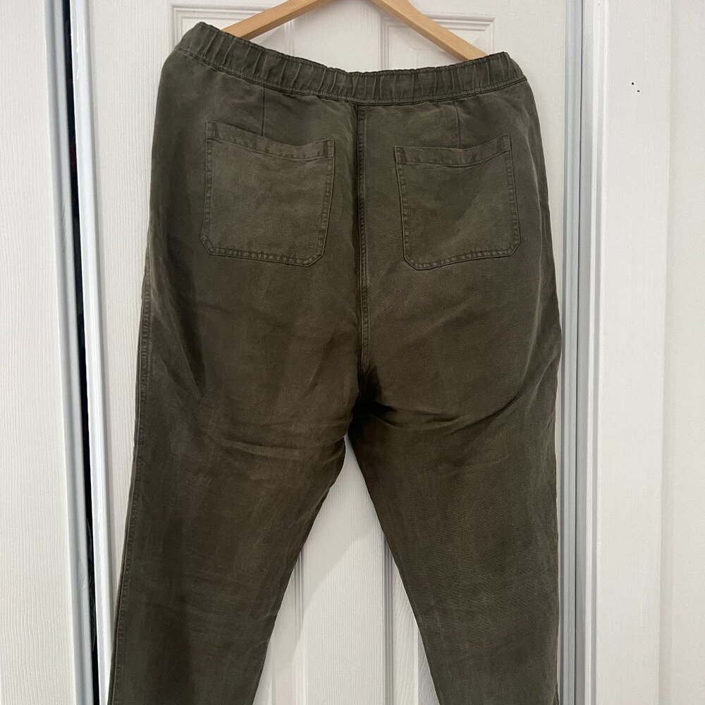 Womens Marine Layer Olive Green Elastic Waist Tapered Joggers Pants Sz L